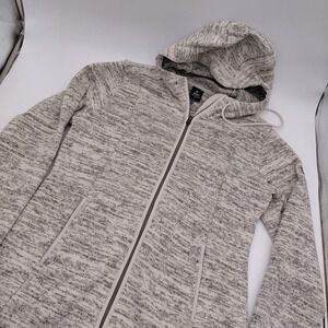 Kuhl Ascendyr Long Jacket Womens M Hoodie Fleece Full Zip Gray Cream 4391 Hiking